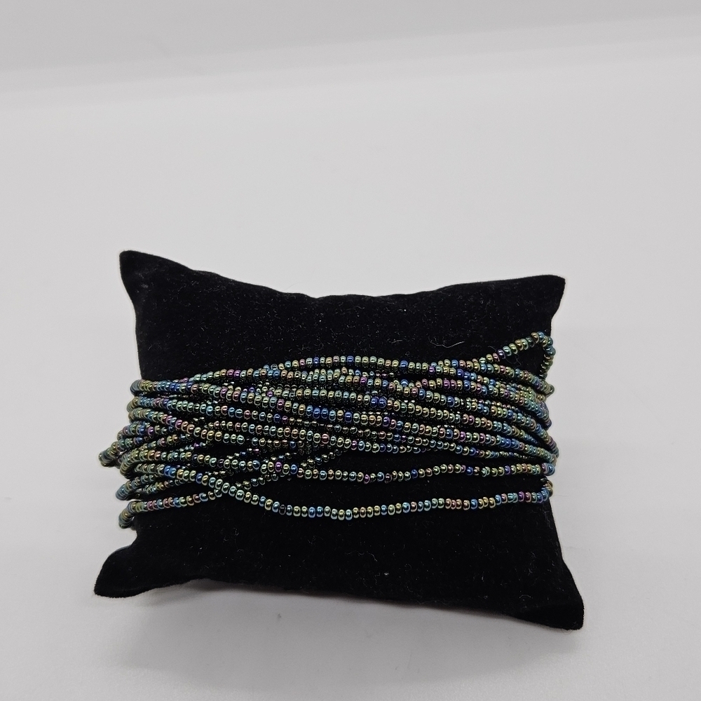 multi-strand seed bead bracelet oilslick finish